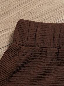 Minimalist Knit Set, Solid Color Sleeveless Top Paired With High Waist Slit Skirt, Commute & Date Outfit Summer Elegant - Coffee Brown - View 5