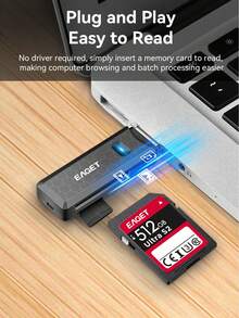EAGET Dual Slot SD TF Card Reader Portable USB 2-In-1 Memory Card Adapter For Dash Camera PC Notebook - View 2