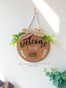 1件綠葉蝴蝶結木製門牌「Welcome Home」牆掛裝飾（小圓形），適用於玄關門、牆面、房間、居家、客廳、臥室、商店及各種場合，感恩節、聖誕節禮物，送給朋友與家人的節日禮物 - 彩色 - 查看 6