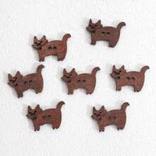 50pcs/Pack Creative Wooden Cute Coffee Color Buttons Clothing Scarf Hat Decorative Accessories Handmade DIY Decoration Painting Material Kit - C - View 6