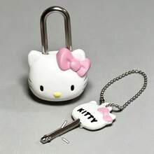 SANRIO 1pc Kitty Cartoon Small Padlock For Luggage, Dorm Cabinet, Diary, Backpack, Cute Doll Creative Girl Style Drawer Lock - One Size - View 3