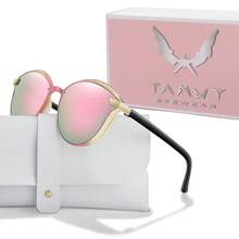TAMWY Women Fashionable Cat Eye Sunglasses, Metal Frame Fashion Shades UV Protection Eyewear For Beach Travel Daily Outfit With Storage Box - Multicolor - View 9
