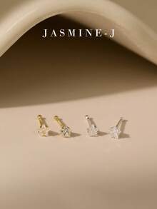 1pc S925 Sterling Silver Diamond Star Nose Stud, Pure Silver 14K Gold Plated, Mini Diamond Star Nose Stud/Earring, Men's And Women's Nose Piercing Jewelry, Multi-Functional Pure Silver Piercing Jewelry, Suitable For Daily Wear - Multicolor - View 3