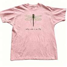 100% Cotton Geographic Inspired Dragonfly Graphic T Shirt For Men And Women |  Exquisite Design |  Loose And Comfortable | Shirts Y2k - 粉色 - 查看 12