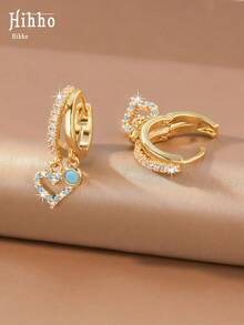 Hihho 1 Pair Gentle Fresh Style Hollow Heart Ear Cuffs Earrings, Women's Jewelry Suitable For Daily Commute And Travel Wear - Heart-shaped - View 3