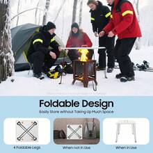 Stainless-Steel Outdoors Fire Pit Heat Deflector,  Pushes Heat Down And Out, Foldable Fire Pit Heat Deflector With Carrying Handle - Silver - View 3