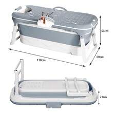 Portable Bathtub – Foldable Plastic Bathtub For Adults – With Lid – Steam Room And Bath In One – Heat-Resistant And Foldable – Easy To Store – Elevated Foot Massage – 118 X 60 X 53 Cm - Grey - View 7