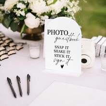 2 White Acrylic Wedding Guest Signs - Photo Guestbook And Welcome Sign With Humorous Design, Featuring "Take A Photo, Shake It, Stick It" Text, Suitable For Weddings, Parties And Events - Arch - View 5