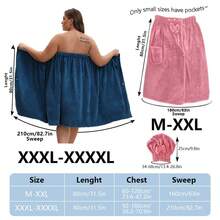 Juego de 2, Tamaños 80*210cm/80*160cm, 350Gsm, Falda de Baño Extra Grande + Gorro de Ducha de Princesa, Ajustable Adecuado para M-XXXXL, Falda de Baño Engrosada, Ideal para Uso Doméstico, Viajes, Sauna y Spa, Dimensiones 31.5*82.7In/31.5*63In. - Multicolor - Ver 4