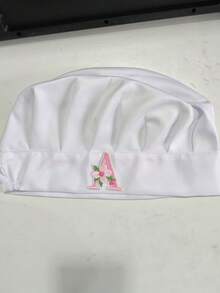 1pc Women's Satin Chef Hat, Customized Floral Initial, Adjustable Personalized Letter Kitchen Cap, Suitable For Bakery, Restaurant, Cooking Work Headwear - Multicolor - View 5