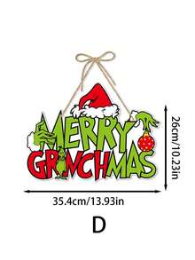 The Grinch 1件吊飾裝飾道具，適用於居家裝飾、門把掛飾、聖誕氛圍道具 - 彩色 - 查看 5