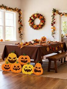 6pcs Thanksgiving Pumpkin Decor Set, Large Pumpkin Porch Sign, Wooden Indoor/Outdoor Decoration For Home Front Door, Stairs, Dining Table Centerpiece, Autumn Harvest Festival, Halloween Party Decoration - Multiple Styles - View 3