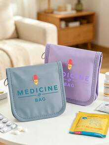 便攜式袋，附可愛卡通圖案與「MEDICINE」文字，輕量旅行急救包，戶外旅行袋；適用於戶外、露營、學校、旅行與日常使用；旅行與居家醫療用品必備；適合作為開學禮物、派對小禮、教師禮物，以及送給醫生與護士的獨特禮物，健康意識強者與頻繁旅行者的必備品，開學季必備單品 - 彩色 - 查看 3