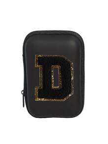 Portable Mini Transparent Zipper Storage Bag, Letter Gold-Trimmed Towel Embroidered Digital Storage Pouch, Black Waterproof Hard Shell Data Cable Earphone Organizer Box, Double-Layer Partition Anti-Pressure Anti-Drop Portable Storage Bag, College Style Customizable Initial; Suitable For All Seasons, Ideal For Students, Office Workers, Travel And Business Trips, Fits Back To School, Commuting, Short Trips, Can Store Charging Cables, Charging Heads, USB Drives, Simple Neutral Portable Digital Storage Bag, Creative Back To School Gift - Multicolor - View 21