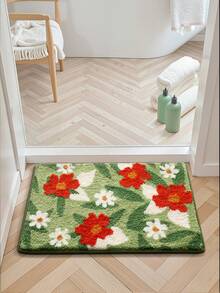 DAJIANG 1PC Bathroom Mats Rugs Flocking Fluffy Comfortable Underfoot Flower Shaped Bath Mat,TPR Backing Non-Slip Kitchen,Outdoor, Indoor, Runner Corridor, Bedroom, Living Room, Beside Throw Rugs Machine Washable Rugs Easy Cleanfor Bedroom Bathroom Decor - Multicolor - View 6