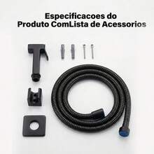 Ducha Bidé Pressurizada Alta Qualidade Em Aço Sprayer Higienizante Para Banheiro Mangueira Flexível Antiferrugem Lnstalação Fácil Na Parede Limpa Vaso Sanitário Varanda Animais De Estimação - Modelo dourado - Visão 7