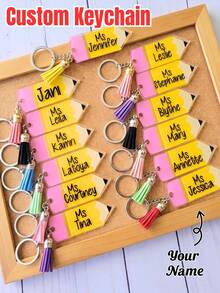 Customized Acrylic Pencil Keychains, Suitable For Backpack Charms, Teacher's Day Gifts, Back-To-School Birthday Gifts, Available In Packs Of 1/3/5/10. - Multicolor - View 1