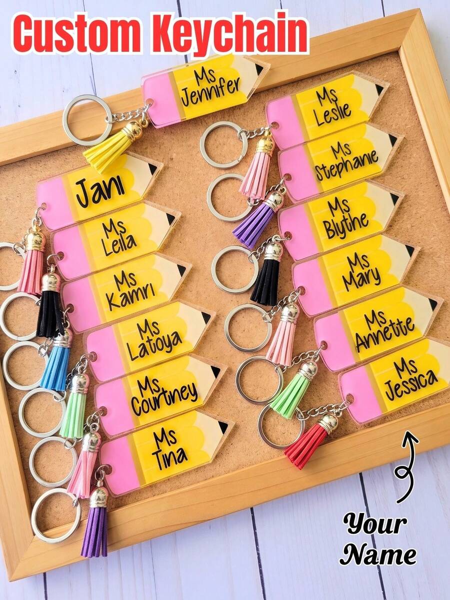 Customized Acrylic Pencil Keychains, Suitable For Backpack Charms, Teacher's Day Gifts, Back-To-School Birthday Gifts, Available In Packs Of 1/3/5/10. - Multicolor - View 1