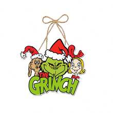 The Grinch Christmas Decorations, Small Door Ornaments, Creative Decor, Scene Decoration, Party Favors - Multicolor - View 9