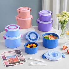 Pink Lunch Box - 2pcs Set - Cake Shaped, Stackable, Food Divider, Food Storage Container, Fruit Bento Box, Picnic Box, Sealed Refrigerator Storage Box, Office Worker Lunch Box - View 5