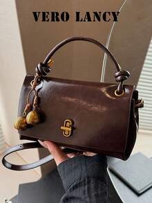 Fashionable And Versatile Handbag, Elegant And High-End Texture Shoulder Crossbody Bag, Exquisite Pendant, Suitable For Shopping, Commuting - Coffee - View 2