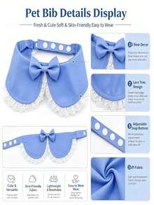 1pc Adjustable Bow Tie Collar For Dogs And Cats, Puppy Bow Tie Collar, Lace Bow Tie, Pet Cat Holiday Wedding Decoration Accessory, Suitable For Small And Medium Dogs - Multicolor - View 3