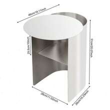 YUNRUX Mesa auxiliar, Mesa auxiliar de acero inoxidable, Mesa auxiliar para sofá - Plateado - Ver 2