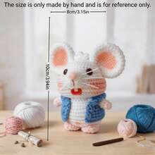 Blue Vest & White Mouse Crochet DIY Material Kit, Beginner Handmade Knitting Set, Unfinished Multi-Color Yarn Complete Tool Set With Tutorial, Suitable For Crochet Enthusiasts, Thoughtful Holiday Gift - Multicolor - View 4