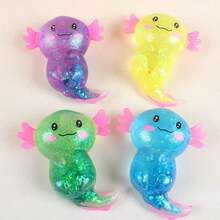 1pc (Random Color) Maltose Color Sequin Salamander Squishy Toy Set, Soft Transparent Silicone Salamander Squeeze Toy, Filled With Glitter, Slow Rebound, Suitable For Children And Adults To Relieve Stress And Anxiety - Multicolor - View 10