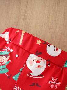 My First Christmas Theme Red Baby Long Sleeve Bodysuit & Pants 2 Pieces Set, Christmas Tree Snowman Reindeer All-Over Print Separates - Multicolor - View 9