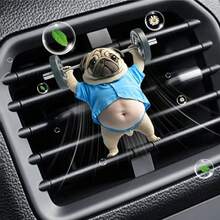 1pc Creative Cute Acrylic Weightlifting Puppy Car Air Vent Clip/Air Conditioner Vent Fragrance Diffuser - Weightlifting Puppy Decorative Clip - View 1