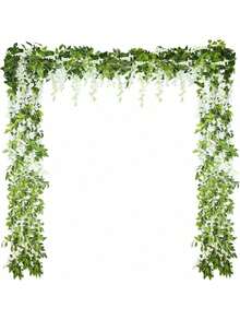 1/3/60pcs Artificial White Wisteria Vine Garland, Silk Wisteria Flower Garland For Wedding Arch, Party Garden, Home Decor, Wedding Decoration Supplies - White - View 2