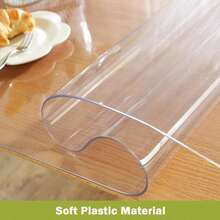 Clear Table Cover Protector Thick Plastic Table Cover, Table Protector For Dining Room Table, Waterproof Vinyl Tablecloth Table Pad Mat For Kitchen, Dresser, Writing Desk - Transparent - View 7