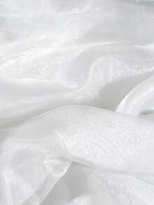 1件裝亮面水波紋歐根紗冰紗布料，禮服婚紗珠寶背景手工DIY材料 - 水白色 - 查看 3