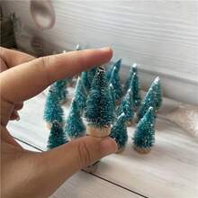 10pcs Mini Christmas Tree Decor, Small Cedar Wood, Artificial Desktop Decoration, New Year Decoration Accessories, Artificial Snow Scene Mini Pine Tree DIY Crafts Dollhouse Decor, Realistic Touch Arrangement - Multicolor - View 2