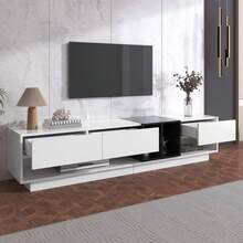 TV Stand, Lowboard Combination White And Black High Gloss - 白色 - 查看 9