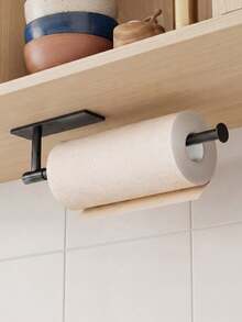 1pc No-Drill Storage Rack, Suitable For Kitchen Paper Towels, Plastic Wrap, Bathroom Toilet Paper, Towels, Even Hair Ties And Watches; Space-Saving Hanging Storage Solution, Waterproof, Durable And Stable - Multicolor - View 8