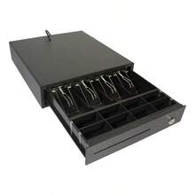 Cajón de dinero Nextep NE-514 negro, caja registradora con 4 compartimentos para billetes y 8 para monedas para tiendas y negocios - Ver 1