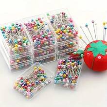 100pcs Random Bright Color Pearl Head Pins, Multi-Color Large Size Pins With Transparent Storage Box, Suitable For DIY Crafts And Sewing Projects, Sewing Accessories - 100pcs - View 5