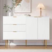 White Sideboard With Doors And Drawers, Internal Shelves - Modern Storage - 白色 - 查看 10