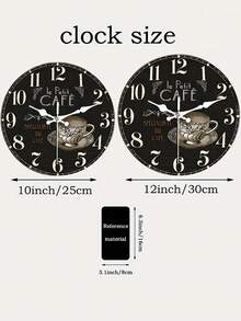 1pc 10/12 Inch Round Wooden Silent Battery Operated Wall Clock, Flat Top Design, Coffee Color, Suitable For Bathroom, Kitchen, Living Room, Bedroom Decor - 1PC - View 6