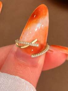 1pc S925 Sterling Silver Cross Wrapped Open Ring For Women, Minimalist Luxury Line Design, Elegant Versatile Commuter Style, Niche Design, Gentle Elegant, Exquisite Index Finger Ring For Daily Wear - Cross - View 7