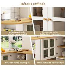 360° Rotating Sideboard, Modern, Multifunctional For Living Room/Dining Room - 白色 - 查看 10