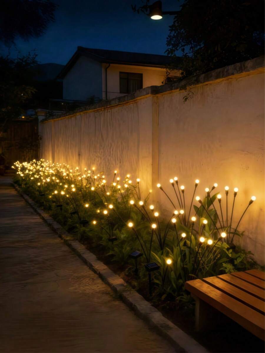 Solar Firefly Lights, 2/4 Sets, 8 Lights Per Set, Weather-Resistant Outdoor Garden Path Lights, Suitable For Patio And Yard, Easy Installation, IP65 Waterproof, Ideal For Outdoor Lawn Wedding Decoration And Night Proposal Setup
