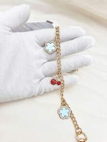 Exquisite Cherry Shaped Bag Charm, Charming Five-Leaf Clover Decorated Bag Chain, Faux Pearl Women's Bag Accessory, Back To School Season Gift - Multicolor - View 4