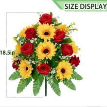 Flores Artificiais para Cemitério, Buquê Memorial para Cemitério, Flores Artificiais para Decoração de Cemitério, Arranjo Floral Resistente ao Desbotamento para Uso Externo, Adequado para Lápides, Pedras Tumulares e Cemitérios, Flores para Cemitério, Decoração de Cemitério - Multicolorido - Visão 2