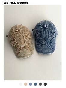 Vintage Letter Embroidered Baseball Cap, Retro Embroidery Y2K Style Versatile Baseball Cap, American Vintage Heavy Duty Distressed Baseball Cap For Women, Personalized Versatile Brand Cross Embroidery Baseball Cap For Men, Face-Slimming Soft Top Baseball Cap For Women, American Cross Sun Protection Hat, Washed Distressed Versatile Baseball Cap - Multicolor - View 11