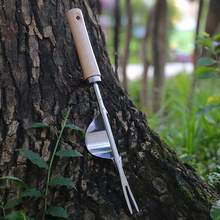 1pc Stainless Steel Weeding Fork With Wooden Handle, Garden Hand Tool, Lawn Weeder, Outdoor Yard Root Remover - One Size Fits All - View 10