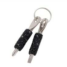1pc Shiny Full Rhinestone Mini Screwdriver Keychain Set, Stainless Steel Slotted Screwdriver Portable Pocket Repair Multi-Function Tool, Shiny Crystal Rhinestone Key Ring Bag Pendant Fashion Style - Multicolor - View 16