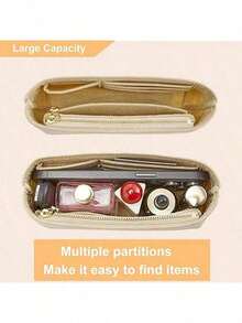 Purse Organizer Insert For Mini Bag, Fit Small Tote Bag Timid Bag Storage & Finishing Inner Bag Liner Handbags Insert Organizer For Le - Multicolor - View 2